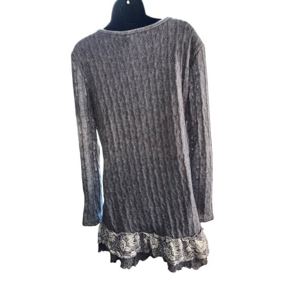 John Fashion Waffle / Ribbed Dress W Knitted Roses, Size X-Large, Sweater Dress - Picture 2 of 7